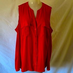 Red long sleeve Cold shoulder blouse